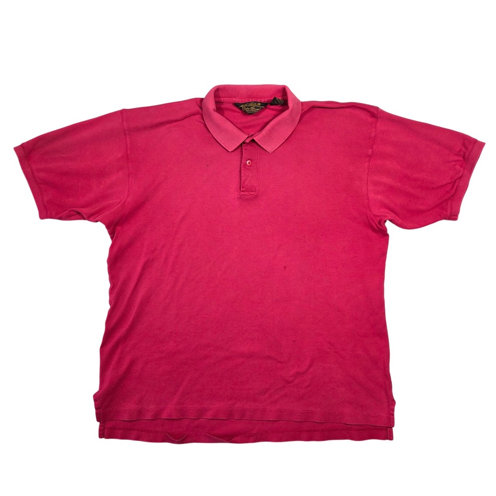 Vintage Eddie Bauer Mens Classic Polo Shirt Red Short Sleeve Button Up Size XL